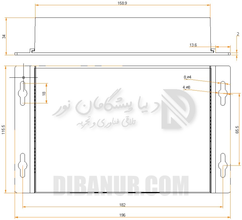 ابعاد دقیق NovaStar TB1-4G | NovaStar TB1-4G | Dibanur دیبانور