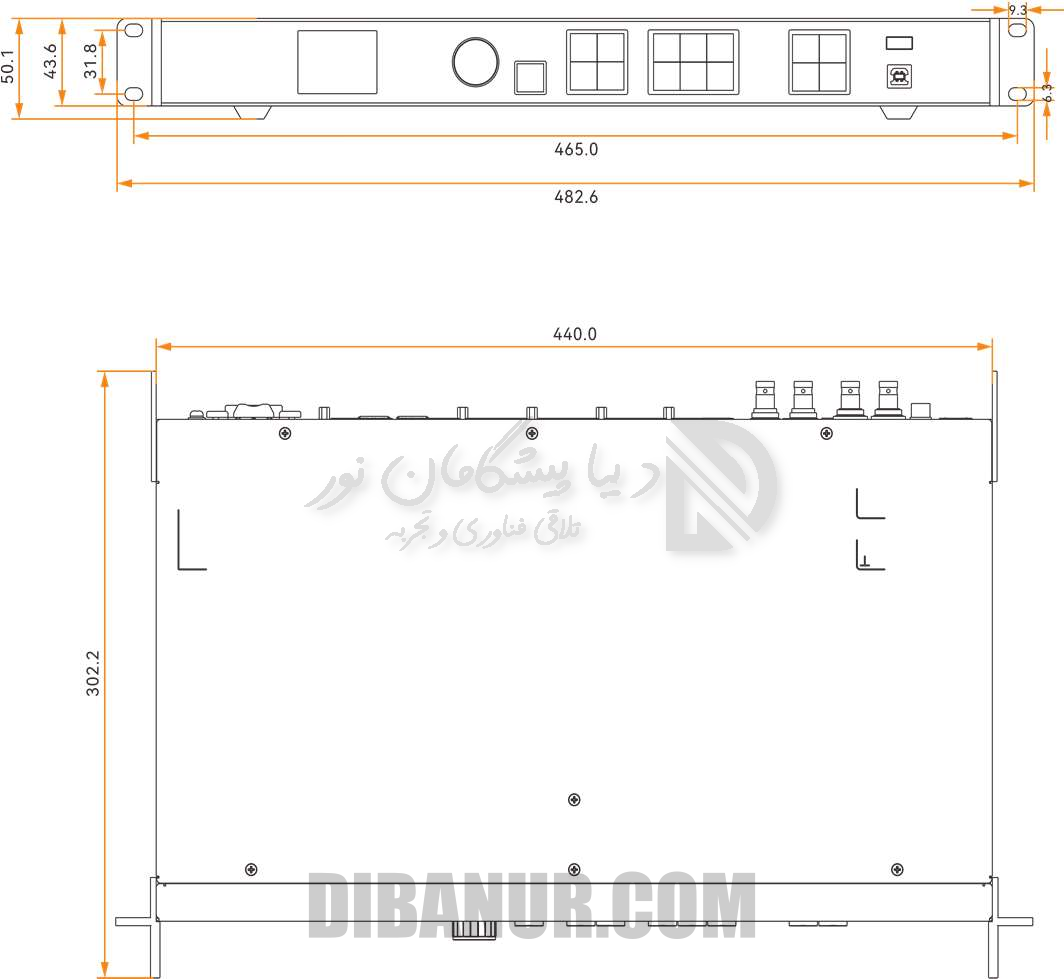 ابعاد پردازنده ویدیویی Novastar VX1000 Pro - دیبانور
